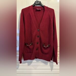 Gucci Maroon Knitwear with Black Button